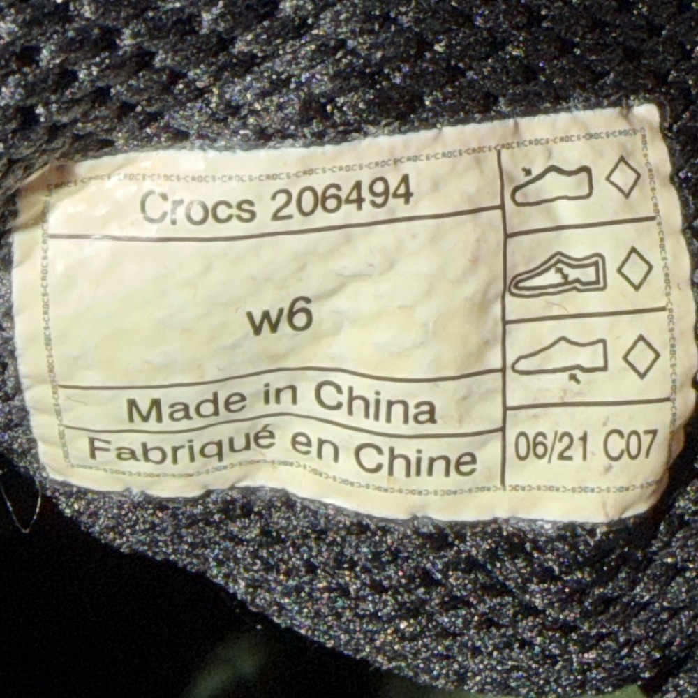 Crocs LiteRide Pacer Women's Size 6 Black Camo 206494 Low Top Shoes  0606 - Picture 6 of 7